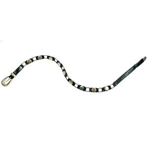 Vtg Concho Coin Style Western Belt Black Leather Silver Tone Indie Sleaze Punk